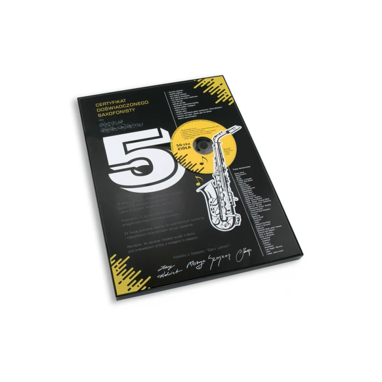 Jubiläumsdiplom für Musiker - exklusives schwarzes Glas - Abmessungen: 400x300mm - DUV059