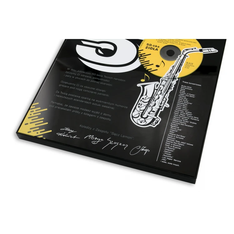 Jubiläumsdiplom für Musiker - exklusives schwarzes Glas - Abmessungen: 400x300mm - DUV059