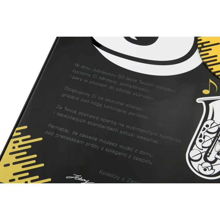 Jubiläumsdiplom für Musiker - exklusives schwarzes Glas - Abmessungen: 400x300mm - DUV059