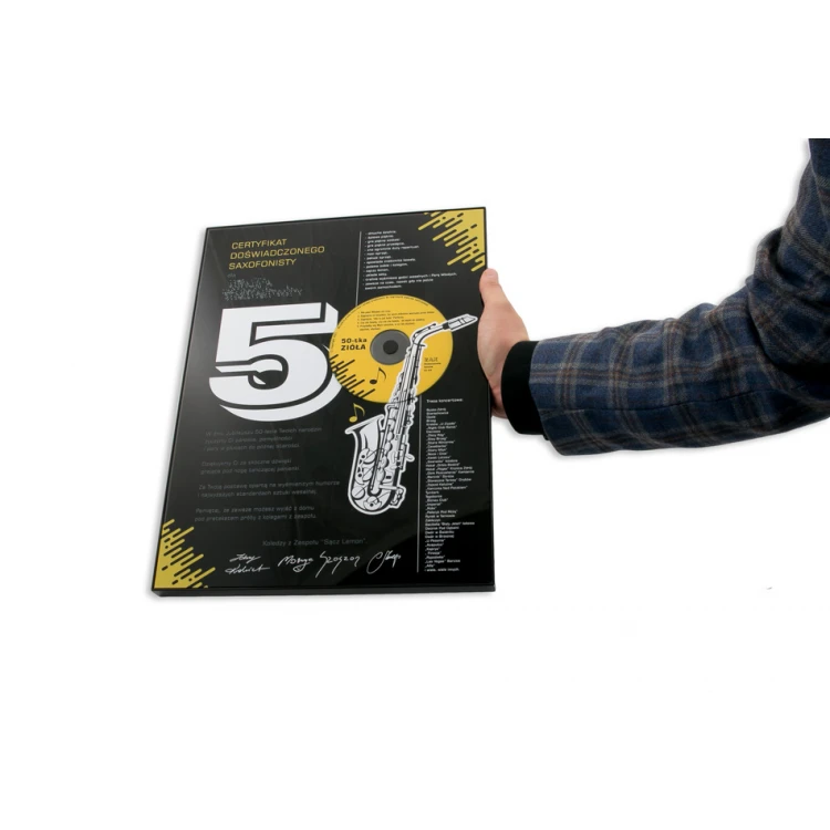 Jubiläumsdiplom für Musiker - exklusives schwarzes Glas - Abmessungen: 400x300mm - DUV059