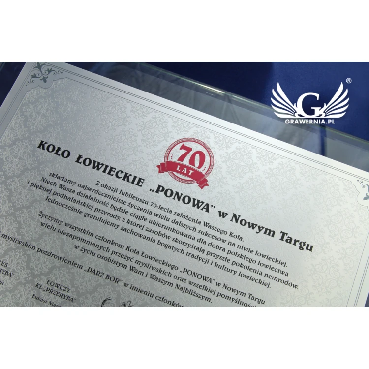 Jubiläumsurkunde - horizontal - UV-Farbdruck - DUV021