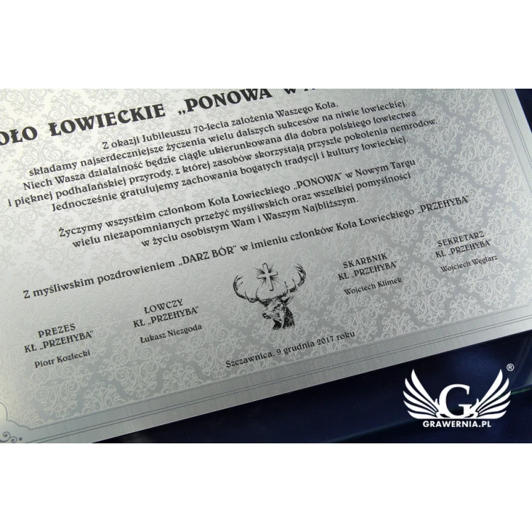 Jubiläumsurkunde - horizontal - UV-Farbdruck - DUV021