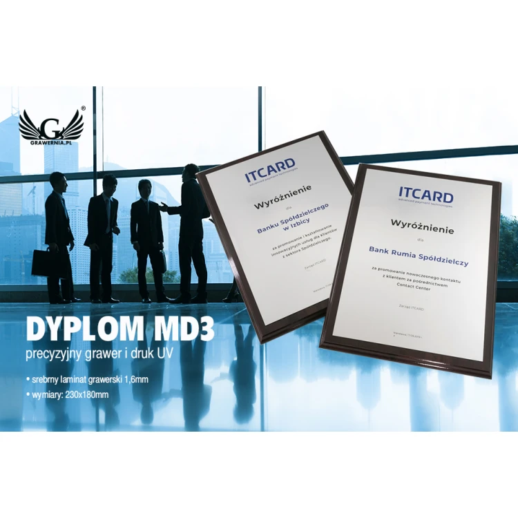 DIPLOM MD3 - Anerkennungsurkunde mit UV-Druck und Gravur - DUV040