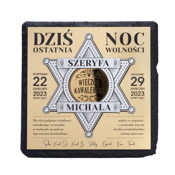 Diplom letzte Nacht der Freiheit - Geschenk für den Junggesellenabend - Schieferstein - DUV100