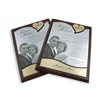 HOCHZEITSURKUNDE - DS011 - Dankeschön für die Eltern mit großem Foto - Set von 2 Stück.