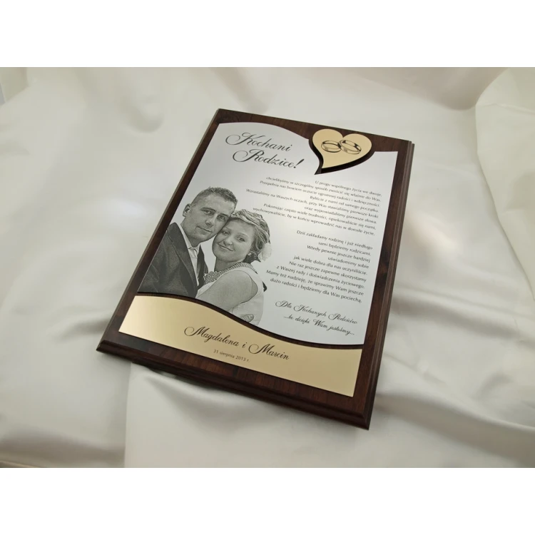 HOCHZEITSURKUNDE - DS011 - Dankeschön für die Eltern mit großem Foto - Set von 2 Stück.