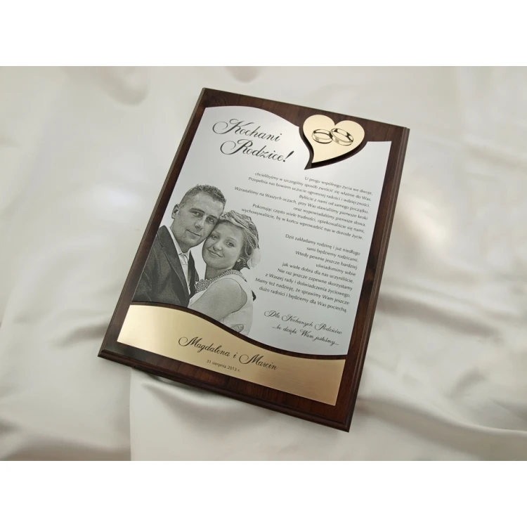 HOCHZEITSURKUNDE - DS011 - Dankeschön für die Eltern mit großem Foto - Set von 2 Stück.
