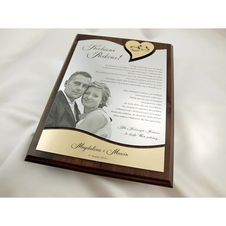 HOCHZEITSURKUNDE - DS011 - Dankeschön für die Eltern mit großem Foto - Set von 2 Stück.