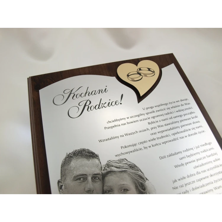HOCHZEITSURKUNDE - DS011 - Dankeschön für die Eltern mit großem Foto - Set von 2 Stück.