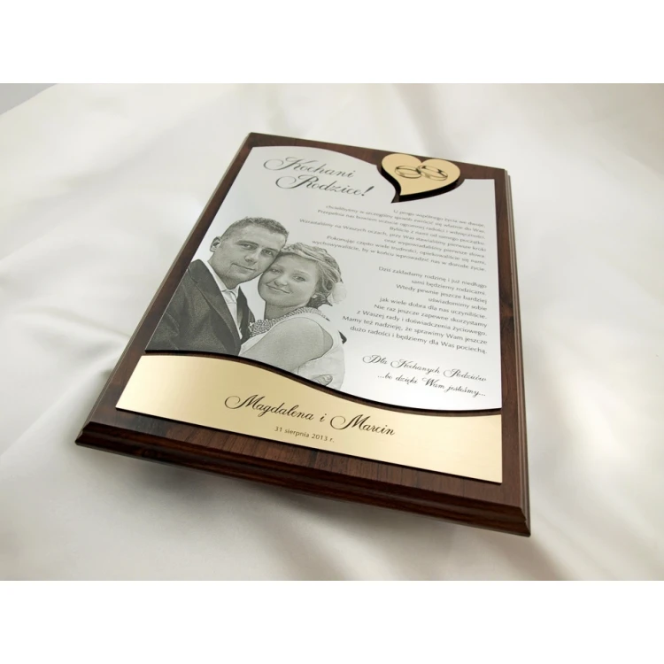 HOCHZEITSURKUNDE - DS011 - Dankeschön für die Eltern mit großem Foto - Set von 2 Stück.