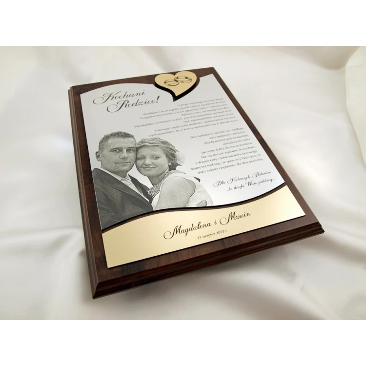 HOCHZEITSURKUNDE - DS011 - Dankeschön für die Eltern mit großem Foto - Set von 2 Stück.