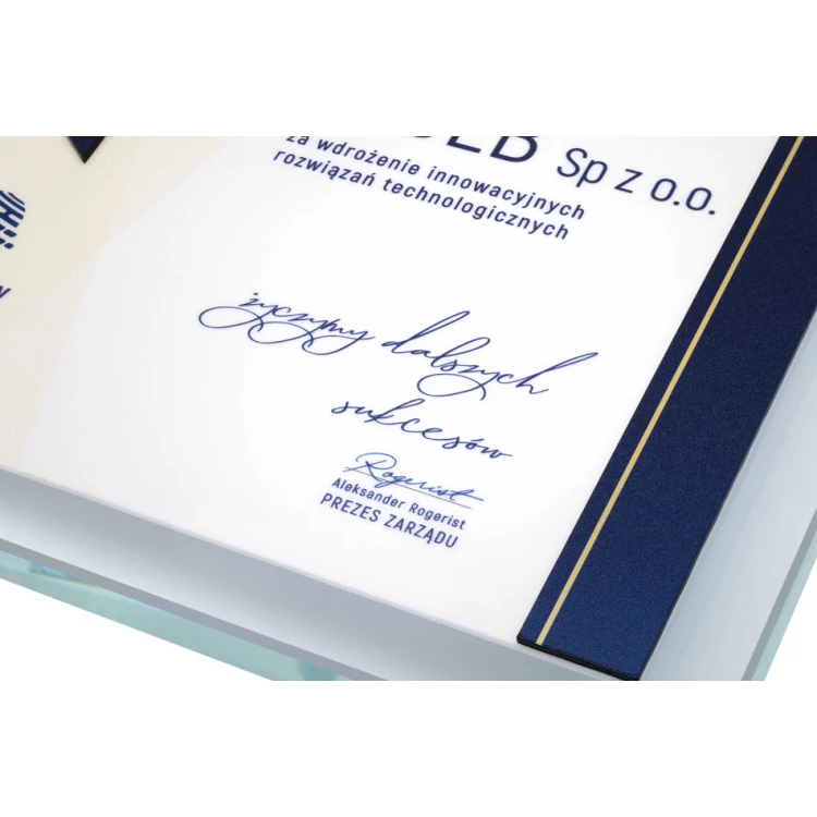 Glasdiplom - Anerkennungszertifikat - Quadrat - farbiger UV-Druck - DUV082