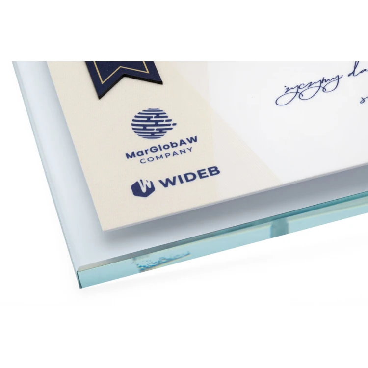 Glasdiplom - Anerkennungszertifikat - Quadrat - farbiger UV-Druck - DUV082