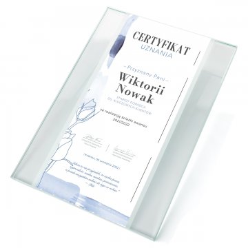 Glasdiplom - Anerkennungszertifikat - UV-Druck - DUV072