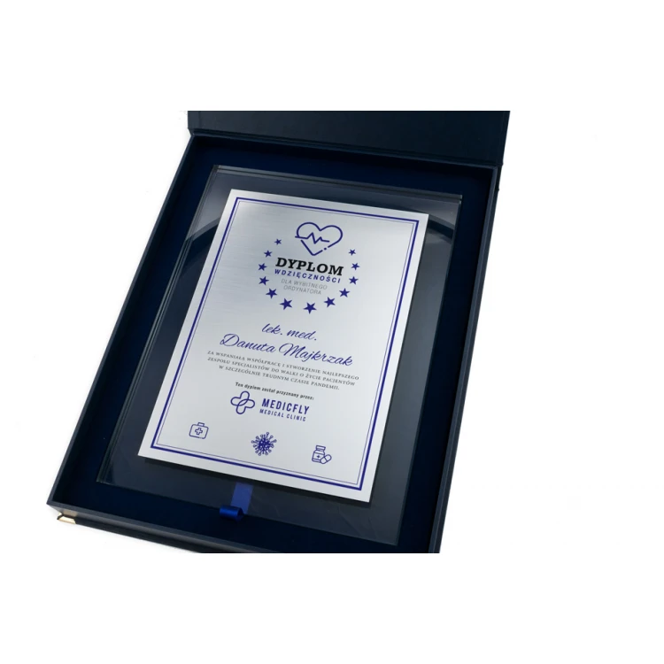 Glasdiplom für Ärzte - vertikal - farbiger UV-Druck - DUV051