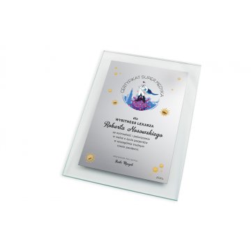 Glasdiplom für Ärzte - vertikal - farbiger UV-Druck - DUV052