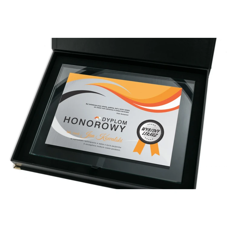 Glasdiplom für Ärzte - horizontal - farbiger UV-Druck - DUV048