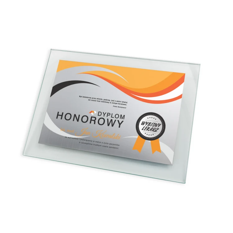Glasdiplom für Ärzte - horizontal - farbiger UV-Druck - DUV048