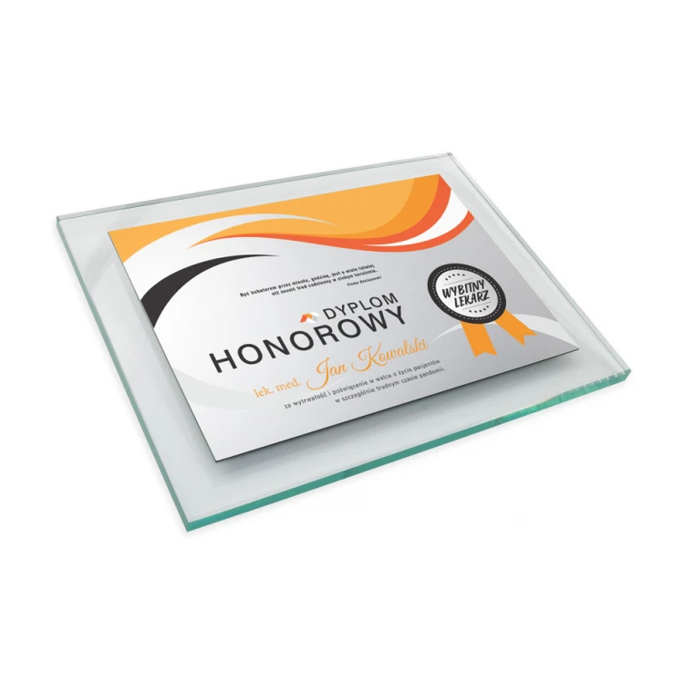 Glasdiplom für Ärzte - horizontal - farbiger UV-Druck - DUV048
