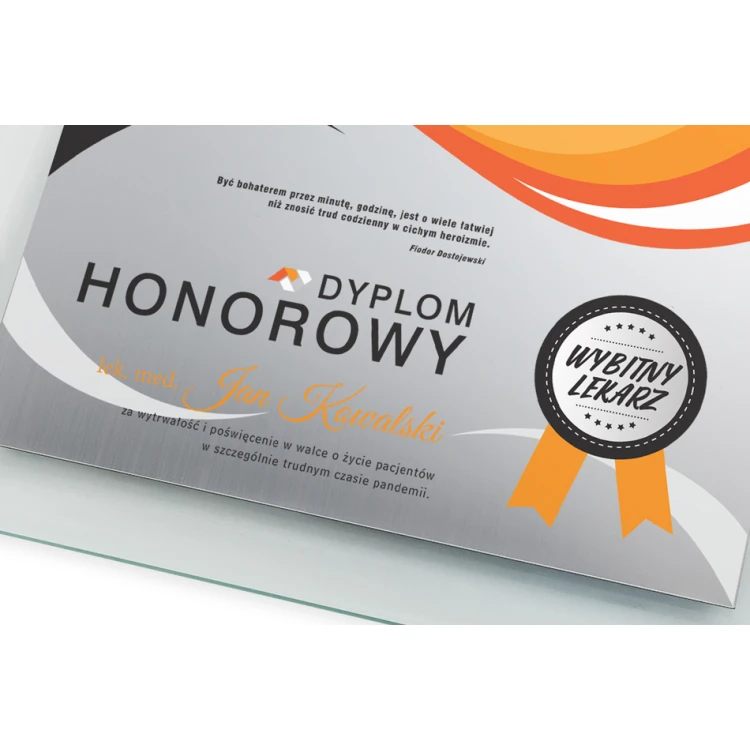 Glasdiplom für Ärzte - horizontal - farbiger UV-Druck - DUV048