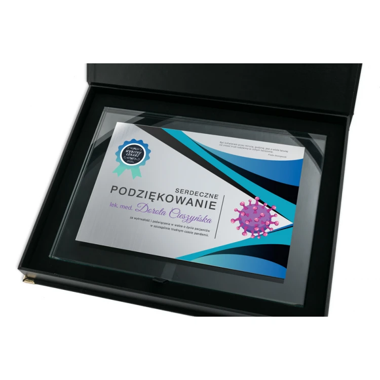 Glasdiplom für Ärzte - horizontal - farbiger UV-Druck - DUV049