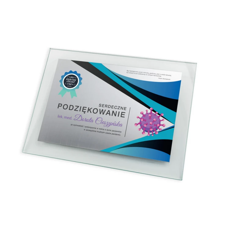 Glasdiplom für Ärzte - horizontal - farbiger UV-Druck - DUV049