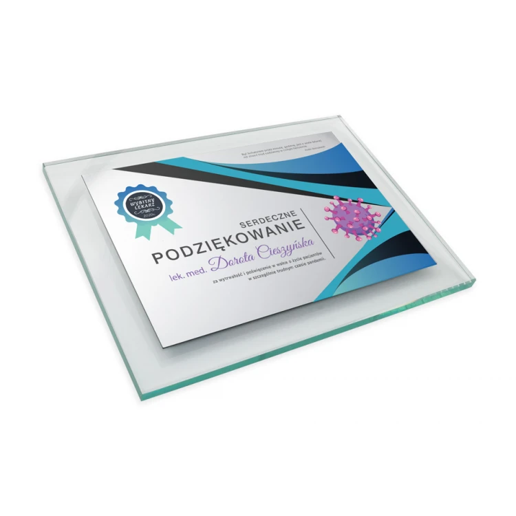 Glasdiplom für Ärzte - horizontal - farbiger UV-Druck - DUV049