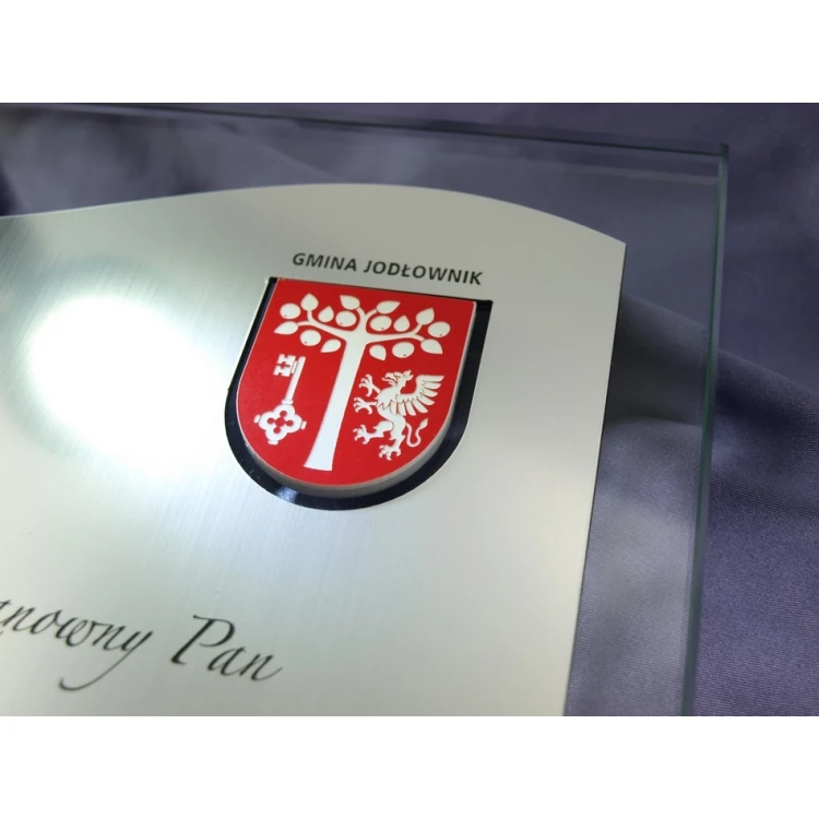 GLASDIPLOM mit WAPPEN oder beliebigem Logo - DSZ026 - vertikal