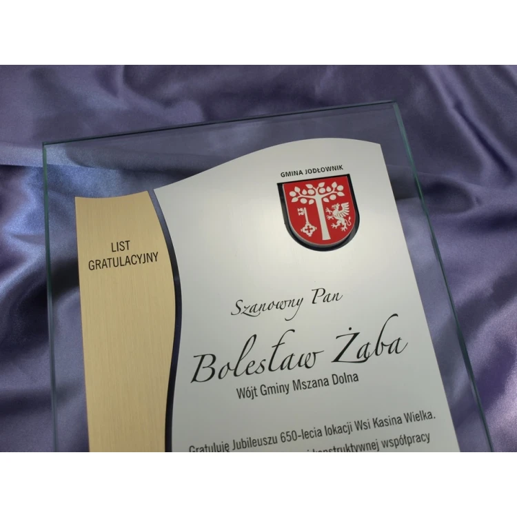 GLASDIPLOM mit WAPPEN oder beliebigem Logo - DSZ026 - vertikal