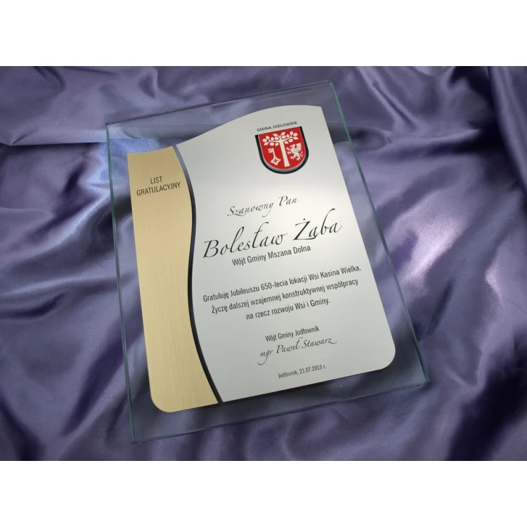 GLASDIPLOM mit WAPPEN oder beliebigem Logo - DSZ026 - vertikal