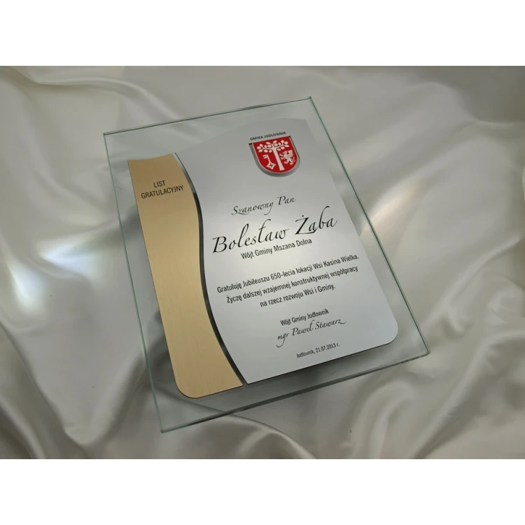 GLASDIPLOM mit WAPPEN oder beliebigem Logo - DSZ026 - vertikal