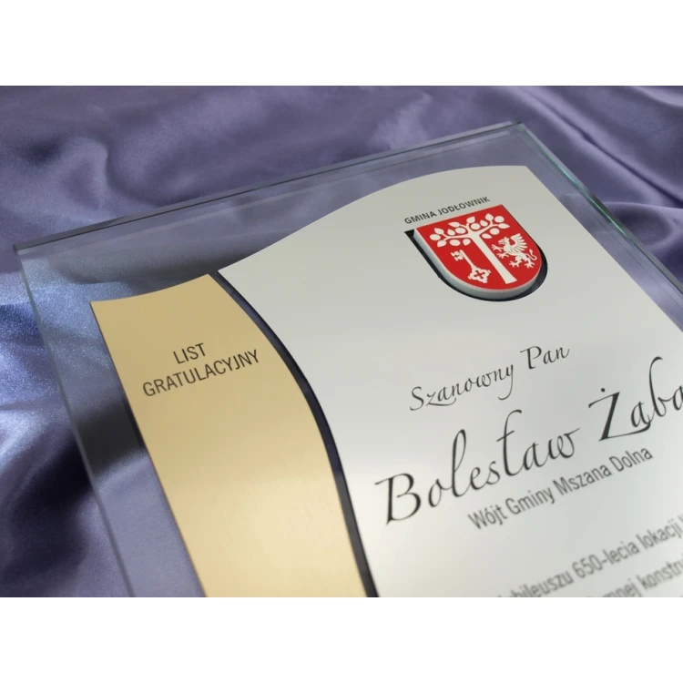 GLASDIPLOM mit WAPPEN oder beliebigem Logo - DSZ026 - vertikal