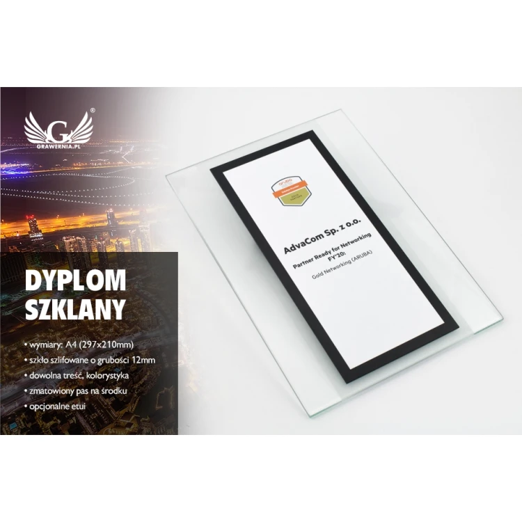 Glasdiplom - Gold Partner - UV-Druck - DUV045