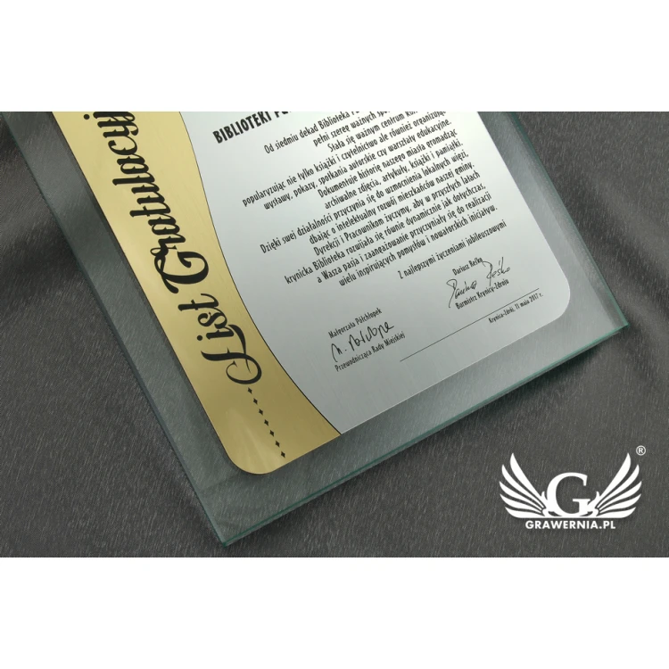 GLASDIPLOM - GLÜCKWUNSCHBRIEF - DSZ051