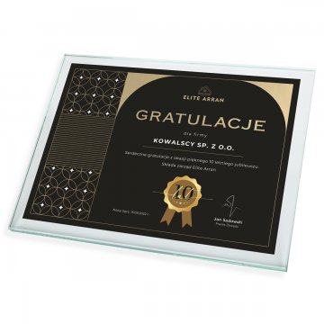 Glasdiplom - Glückwunschbrief - horizontal - farbiger UV-Druck - DUV069