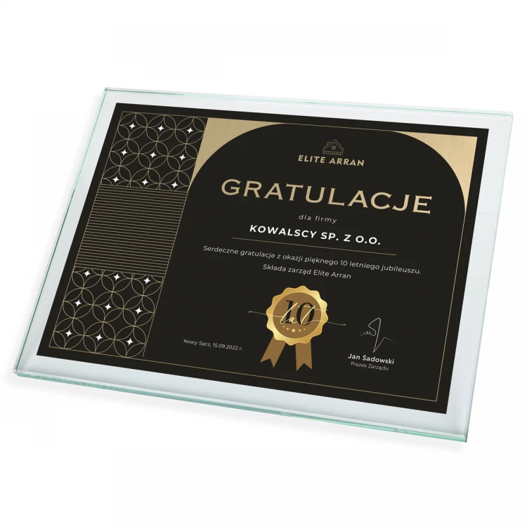 Glasdiplom - Glückwunschbrief - horizontal - farbiger UV-Druck - DUV069