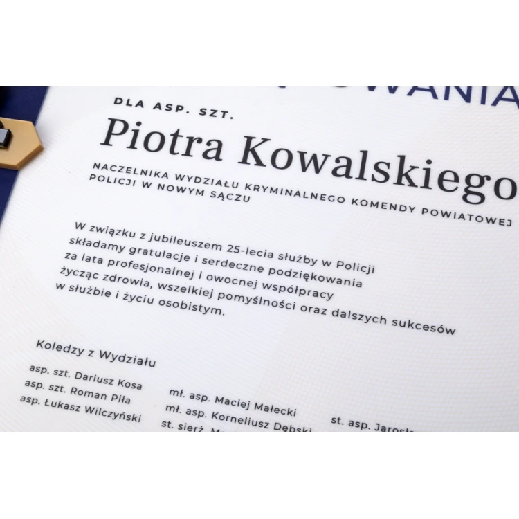 Glasdiplom - Dank für die Arbeit bei der Polizei - horizontal - farbiger UV-Druck - DUV074