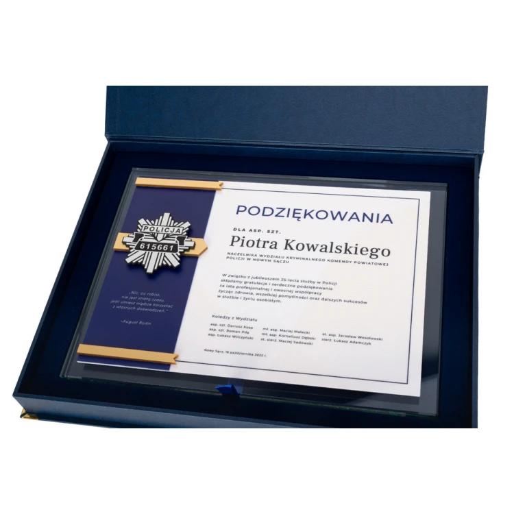 Glasdiplom - Dank für die Arbeit bei der Polizei - horizontal - farbiger UV-Druck - DUV074