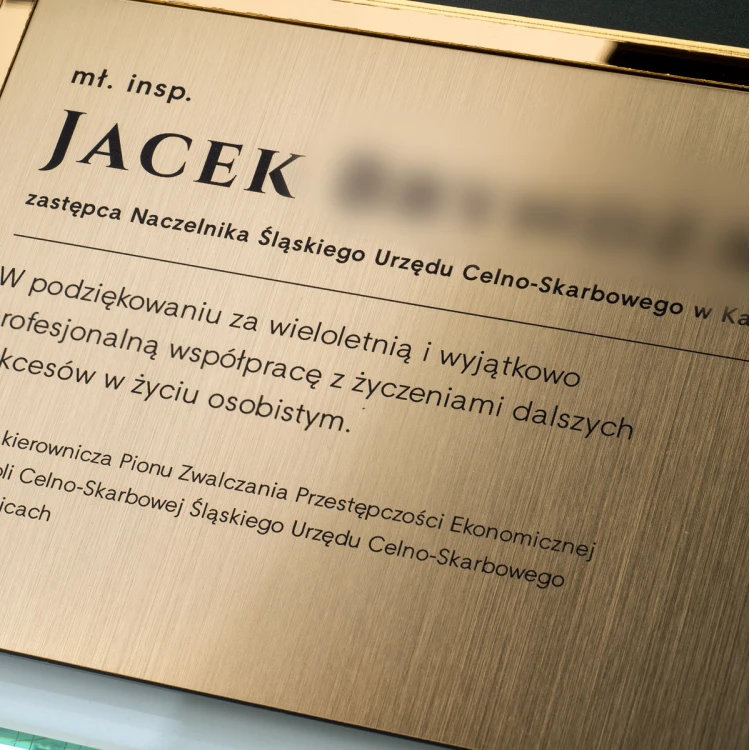 Glasurkunde - Dank für die Arbeit im Zoll- und Finanzdienst - horizontal - farbiger UV-Druck - DUV089
