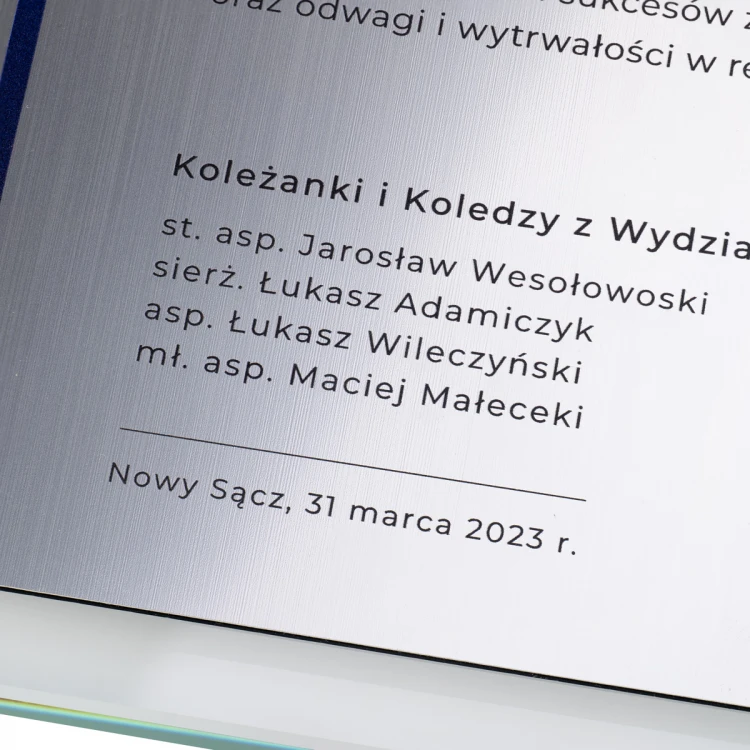 Glasdiplom - Dank für die Arbeit bei der Polizei - horizontal - UV-Druck und Gravur - DUV090