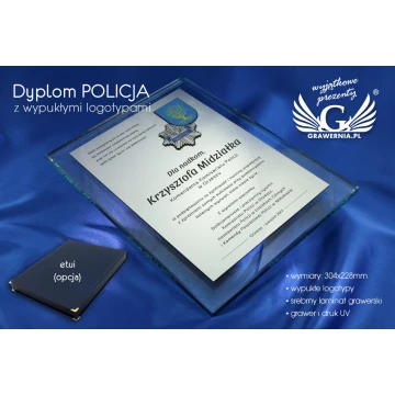 GLASDIPLOM POLIZEI - DSZ030 - vertikal - zwei farbige Logos