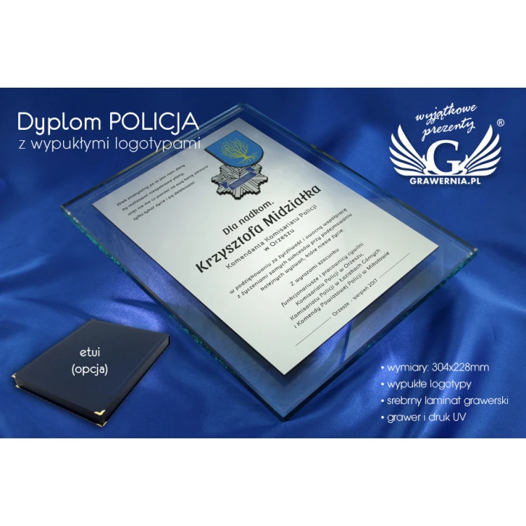 GLASDIPLOM POLIZEI - DSZ030 - vertikal - zwei farbige Logos