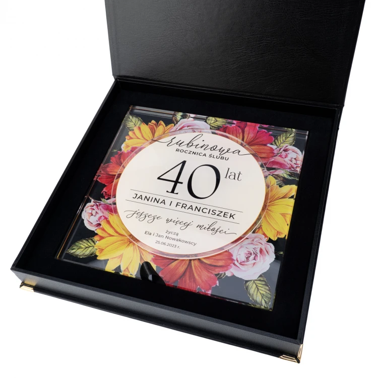 Glasurkunde - Rubin Hochzeitstag - farbiger UV-Druck - DUV095
