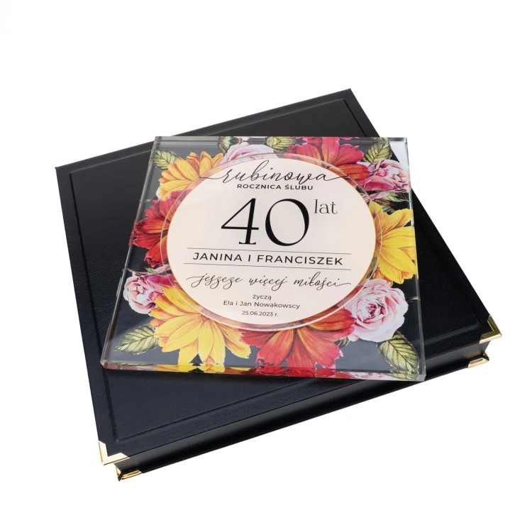 Glasurkunde - Rubin Hochzeitstag - farbiger UV-Druck - DUV095