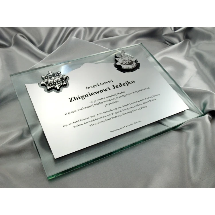 GLASDIPLOM mit zwei konvexen Logos - DSZ033
