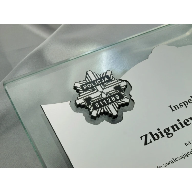 GLASDIPLOM mit zwei konvexen Logos - DSZ033