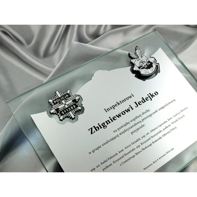 GLASDIPLOM mit zwei konvexen Logos - DSZ033