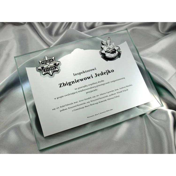 GLASDIPLOM mit zwei konvexen Logos - DSZ033