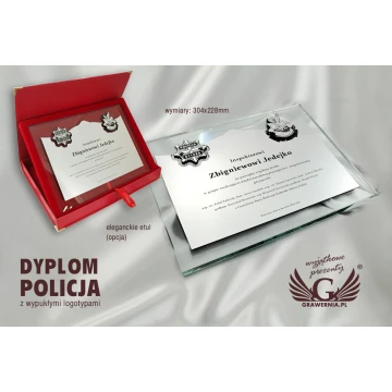 GLASDIPLOM mit zwei konvexen Logos - DSZ033