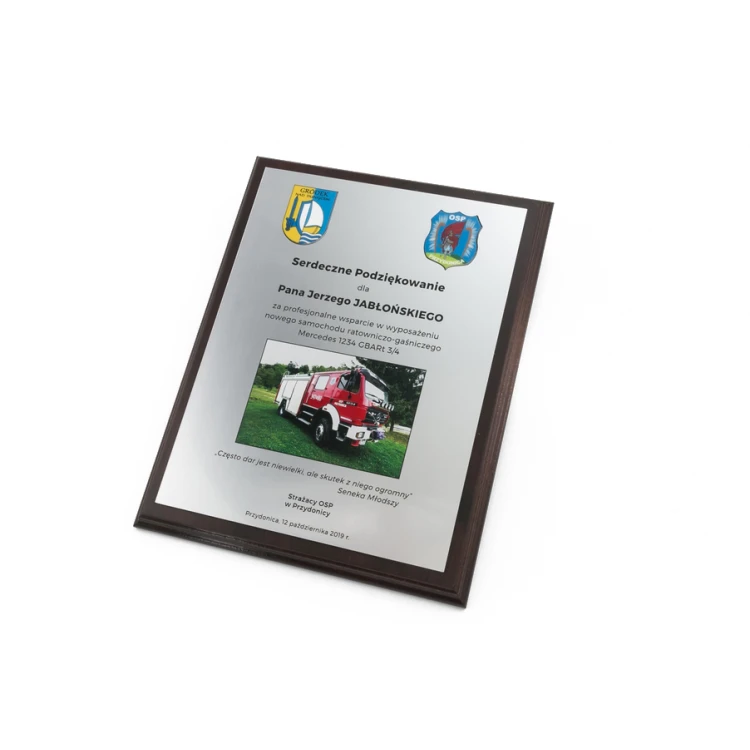 Anerkennungsurkunde für die Freiwillige Feuerwehr - MD154 Größe 25,5x20cm - farbiger UV-Druck - DUV041